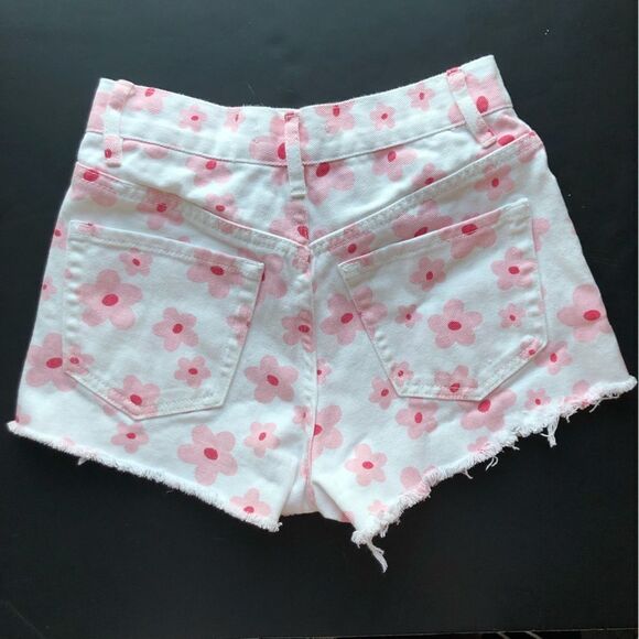 PacSun Pink 90’s Flower Vintage High Waisted Y2K Denim Shorts Size 24 - Picture 10 of 16